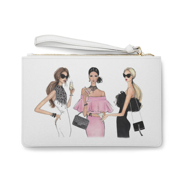 Girls with Cocktails Fashion illustrated Eco Leather Clutch Bag