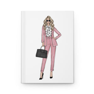 Hardcover Journal Matte with Girl Boss in pink suit print on cover