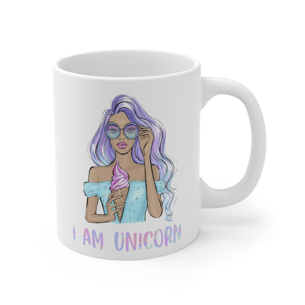 I am Unicorn Mug ceramic Mug 11oz. Fashion illustration coffee mug.