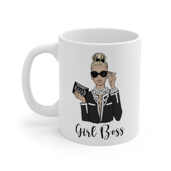 Girl Boss Mug ceramic Mug 11oz. Fashion illustration coffee mug.