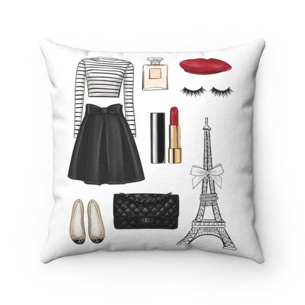 Paris essencials print Polyester Square Pillow