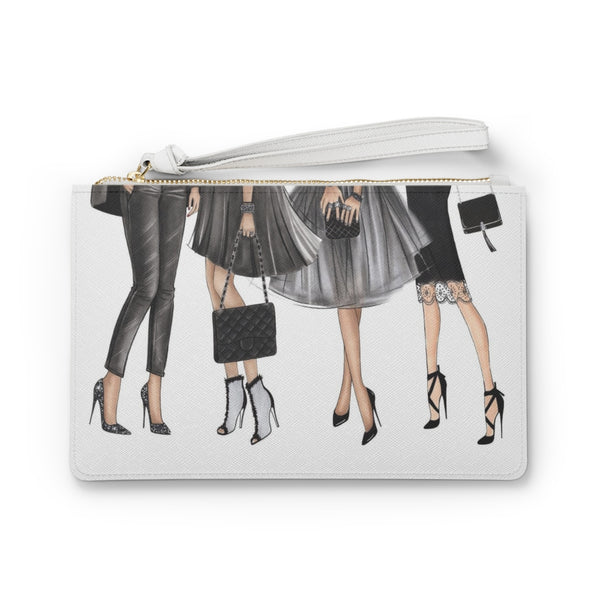 Fashionista Girls in Black Fashion illustrated Eco Leather Clutch Bag
