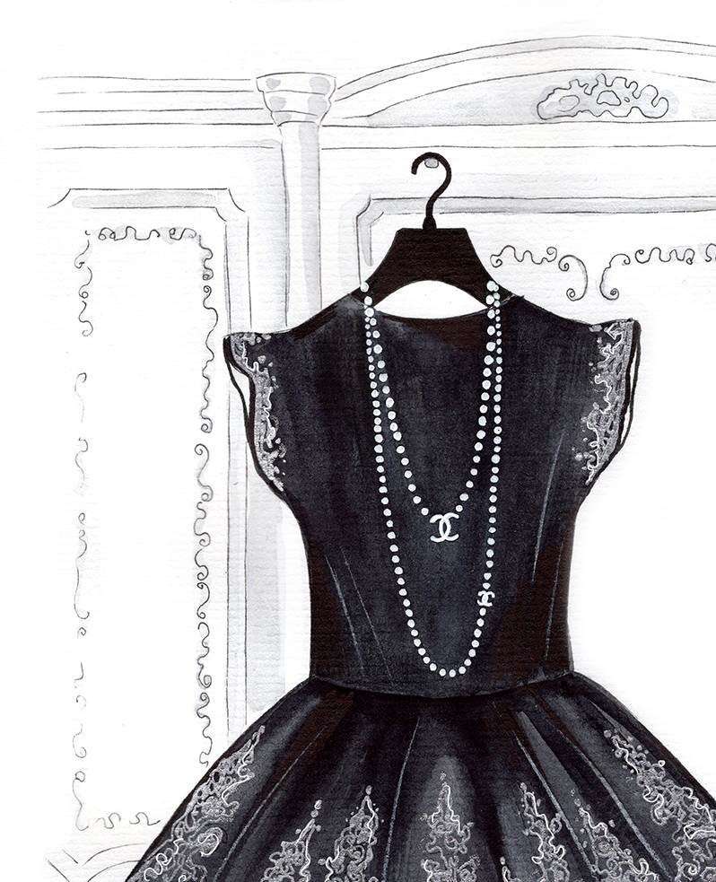 Little black dress art print fashion illustration – Lalana Arts