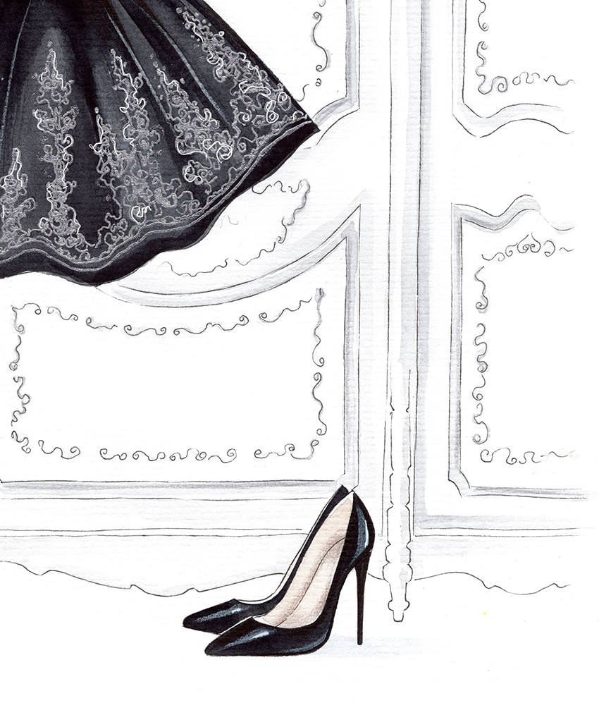 Little black dress art print fashion illustration – Lalana Arts