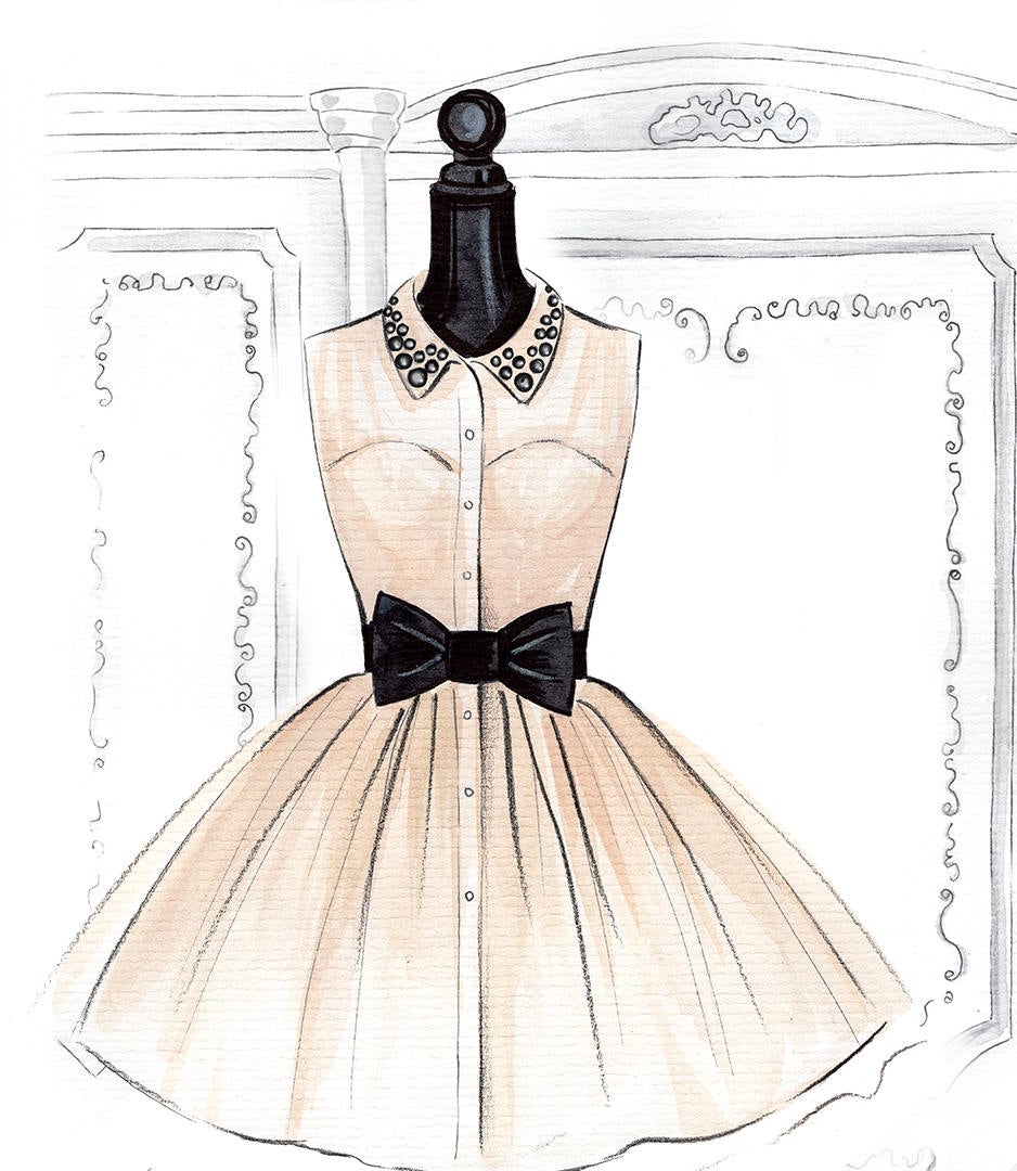 Cute dress art print fashion illustration Lalana Arts Cute dress art print fashion illustration Lalana Arts