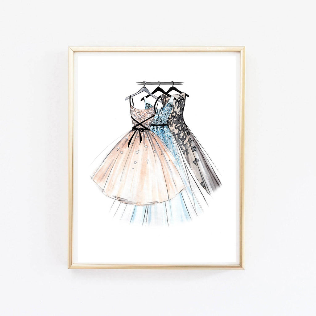 Dresses art print fashion illustration Lalana Arts Dresses art print fashion illustration Lalana Arts