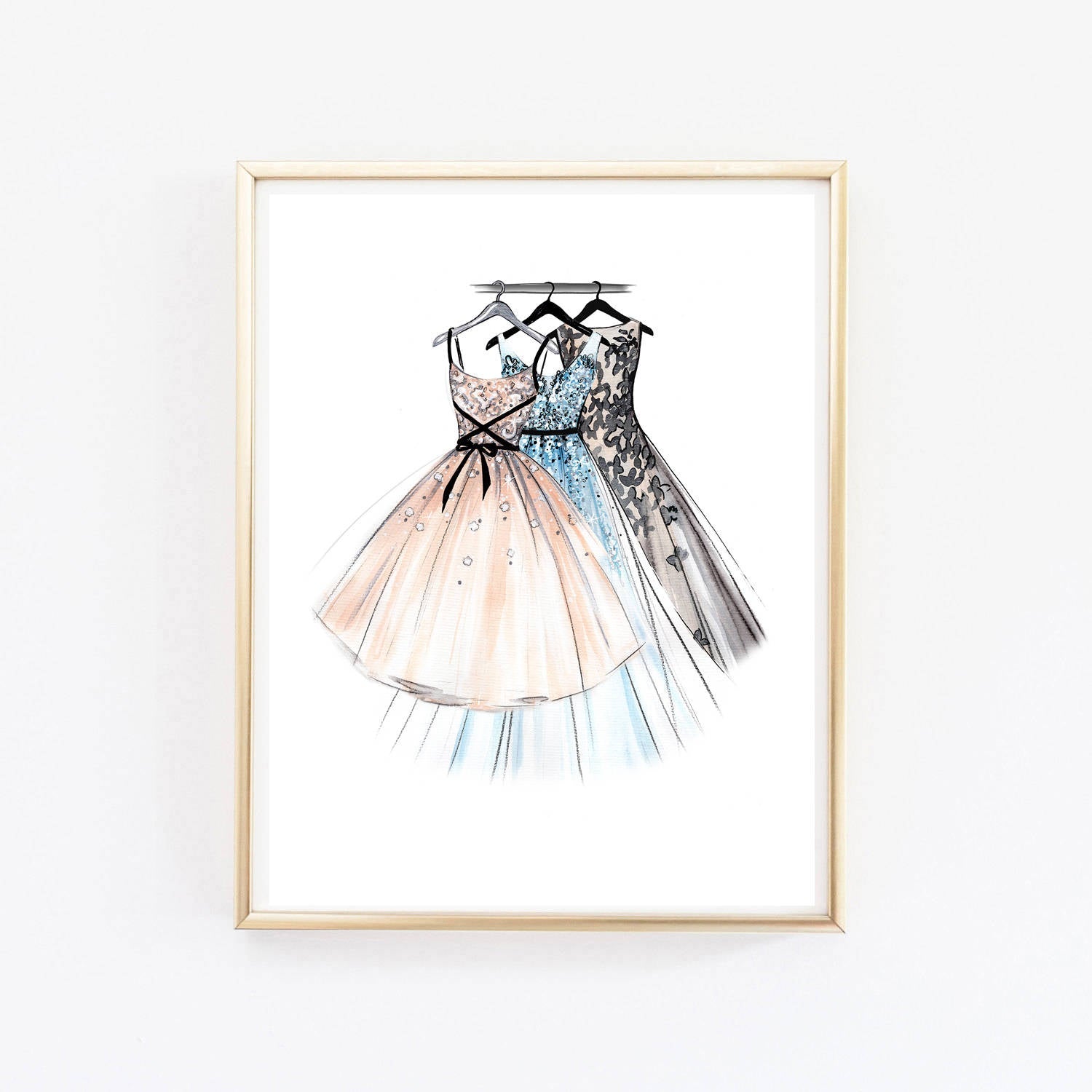 art fashion dresses Classy girls in pastel color dresses spring art print fashion illustra Lalana Arts