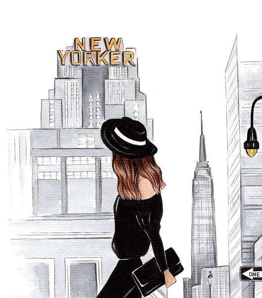 New York inspired girly fashion illustration art print