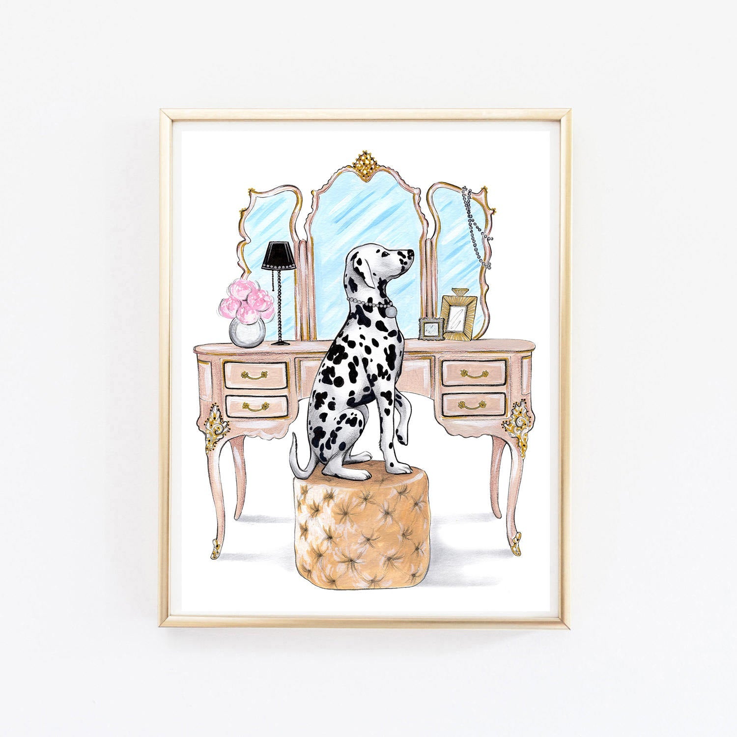 Dalmatian dog art print fashion illustration