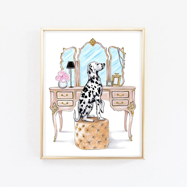 Dalmatian dog art print fashion illustration