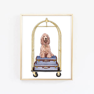 Spaniel dog art print fashion illustration