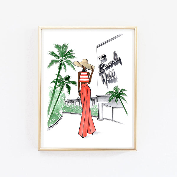 Summer on Beverly Hills Hotel art print fashion illustration