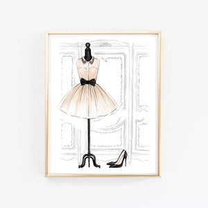 Cute dress art print fashion illustration