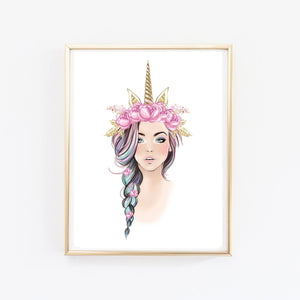 Be a Unicorn art print fashion illustration