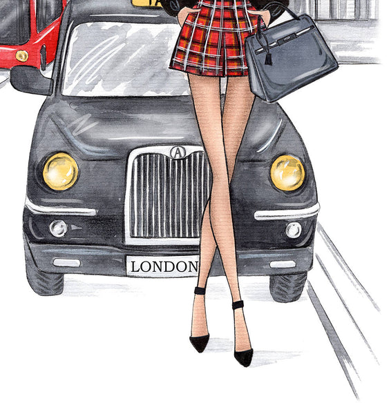 London girl art print fashion illustration