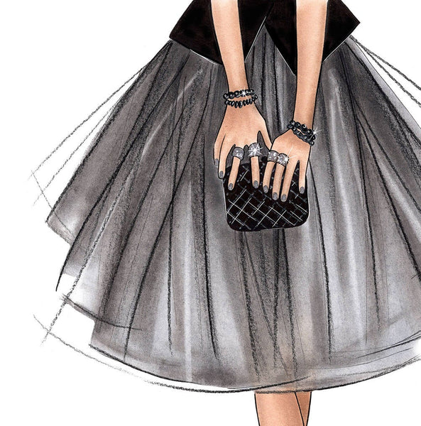Tulle skirt outfit art print fashion illustration