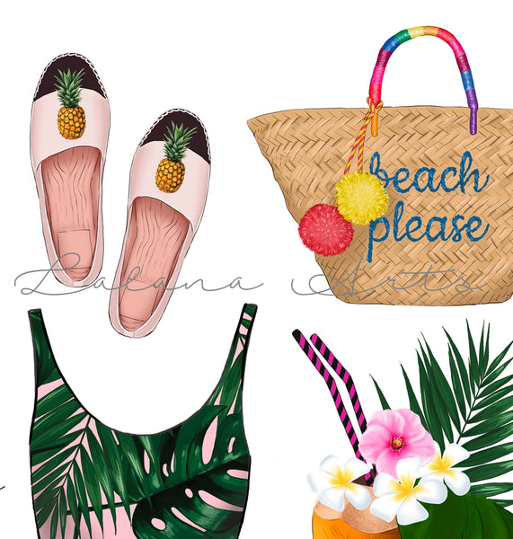 Beach please art print fashion illustration