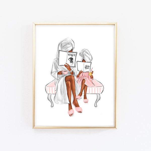Mother and Daughter time Art Print Fashion Illustration