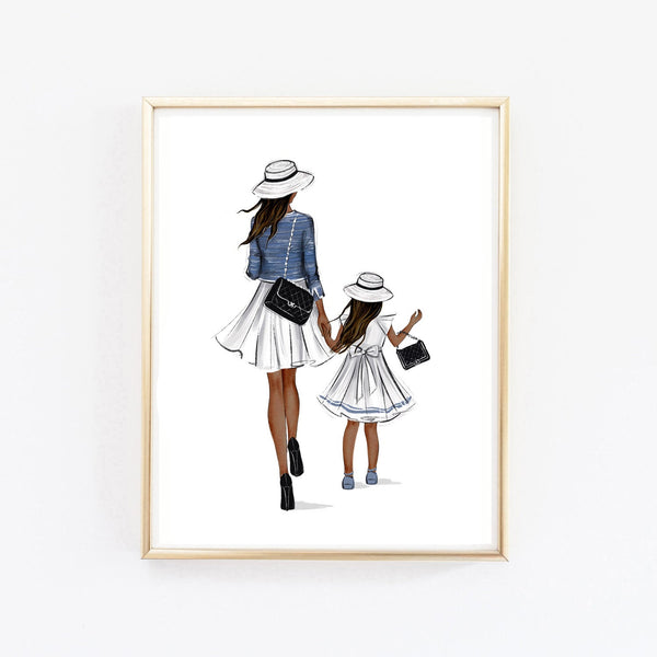 Mother and Daughter art print fashion illustration