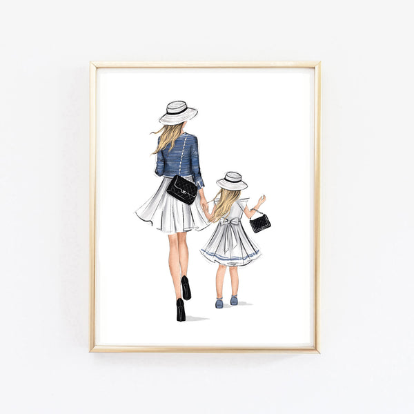 Mother and Daughter art print fashion illustration