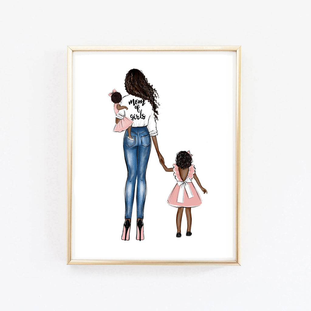 Mom of girls art print fashion Illustration – Lalana Arts