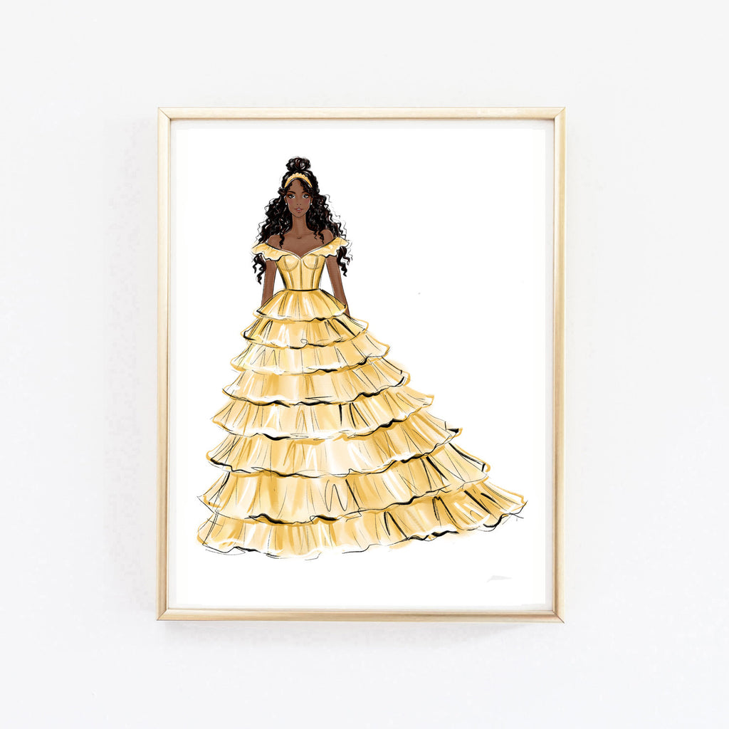 Belle fashion illustration princess art print fashion illustration Lalana Arts Belle fashion illustration princess art print fashion illustration Lalana Arts