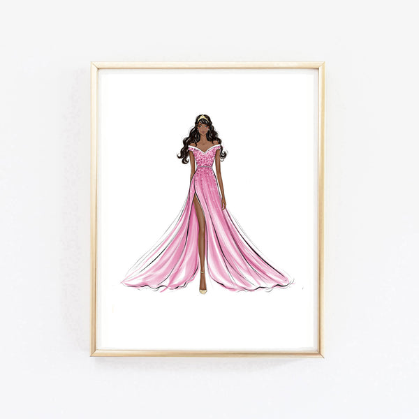 Aurora fashion princess art print fashion illustration – Lalana Arts