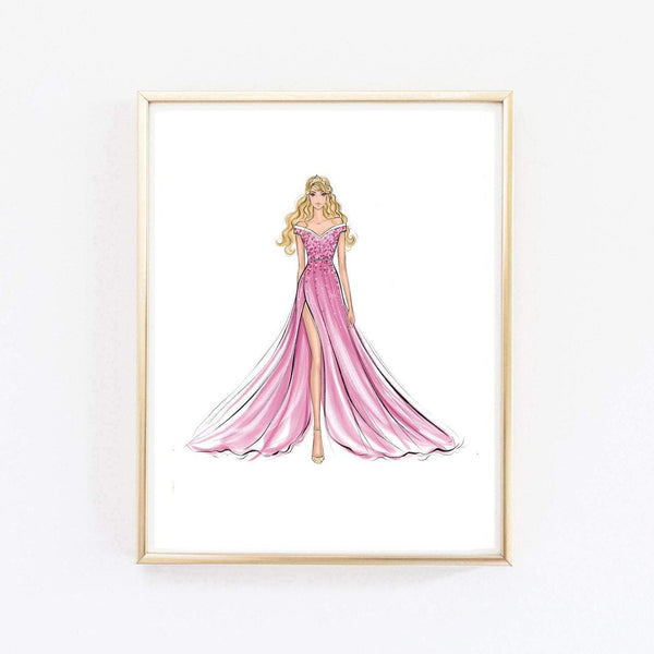 Aurora fashion princess art print fashion illustration