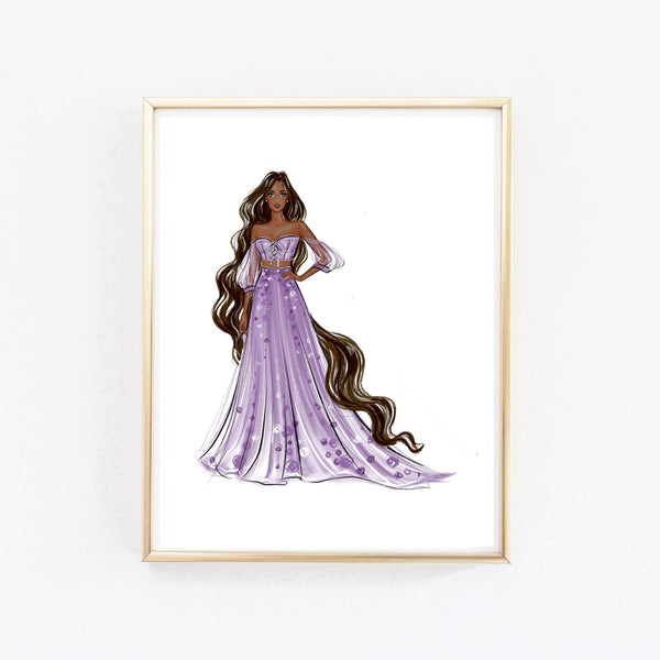 Rapunzel fashion princess art print fashion illustration