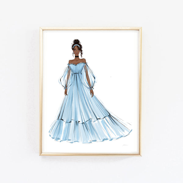 Cinderella fashion princess art print fashion illustration