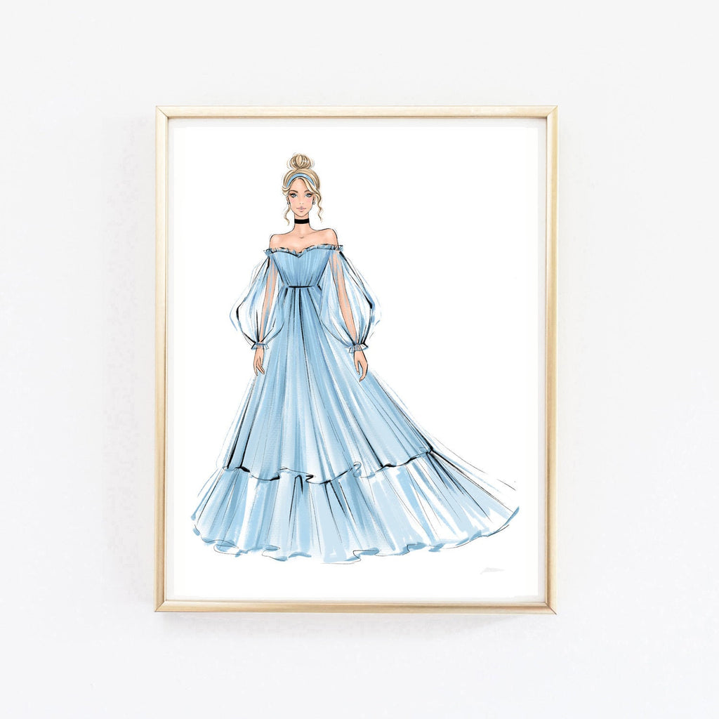 princess dress art Princess Dress Drawing // A Girl with Blue Princess Dress & Crown