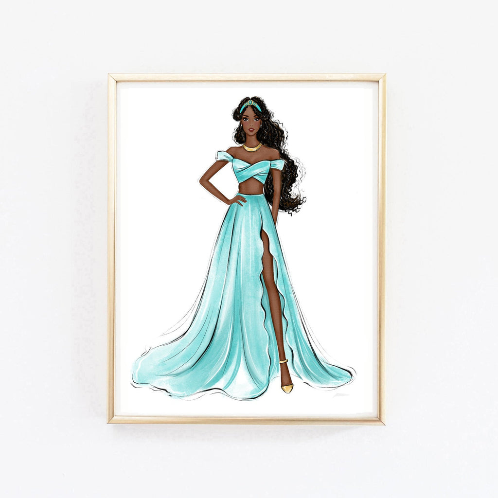 Jasmine fashion princess art print fashion illustration Lalana Arts Jasmine fashion princess art print fashion illustration Lalana Arts