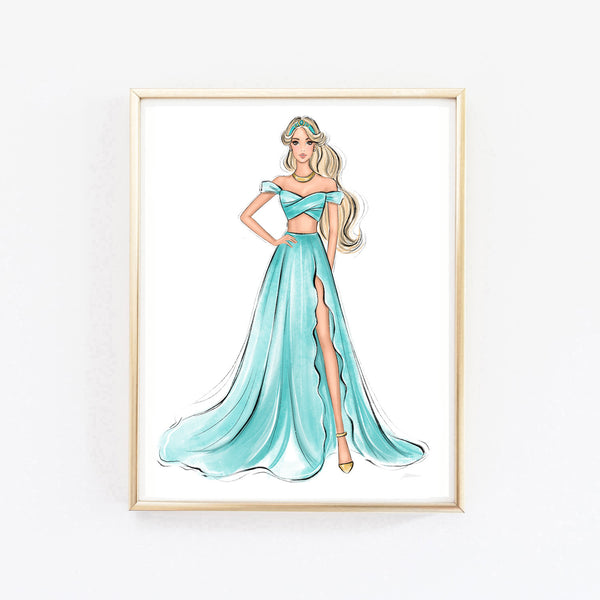 Jasmine fashion princess art print fashion illustration