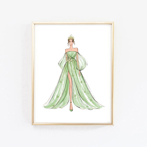 Tiana fashion princess art print fashion illustration
