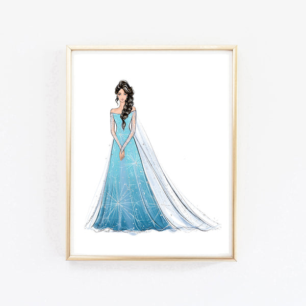 Elsa fashion princess art print fashion illustration