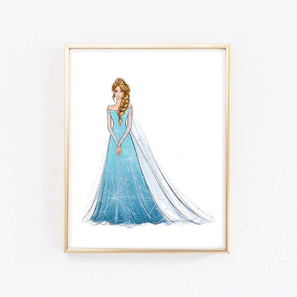 Elsa fashion princess art print fashion illustration