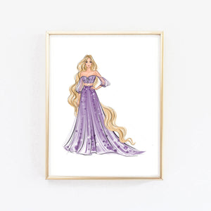 Rapunzel fashion princess art print fashion illustration – Lalana Arts Rapunzel fashion princess art print fashion illustration – Lalana Arts