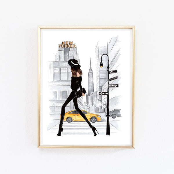 New York inspired girly fashion illustration art print