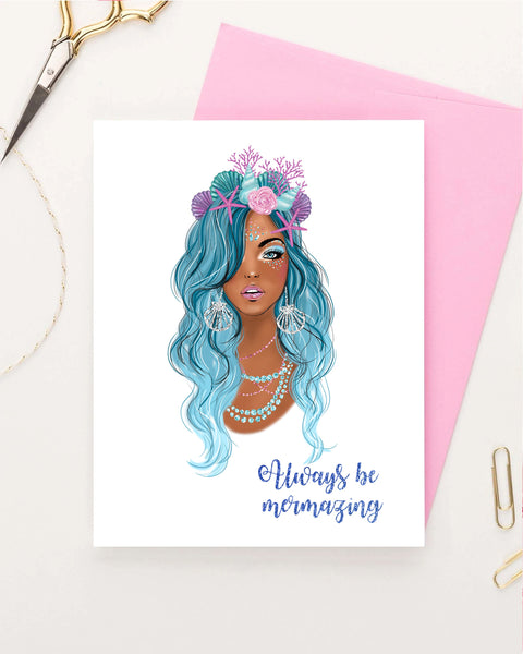 Mermaid greeting card fashion illustration