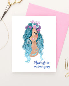 Mermaid greeting card fashion illustration