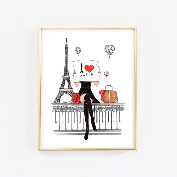 Paris inspired Set of 3 wall art prints fashion illustrations