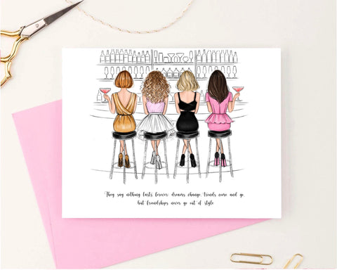 Set of 5 Girls and the city greeting cards fashion illustration