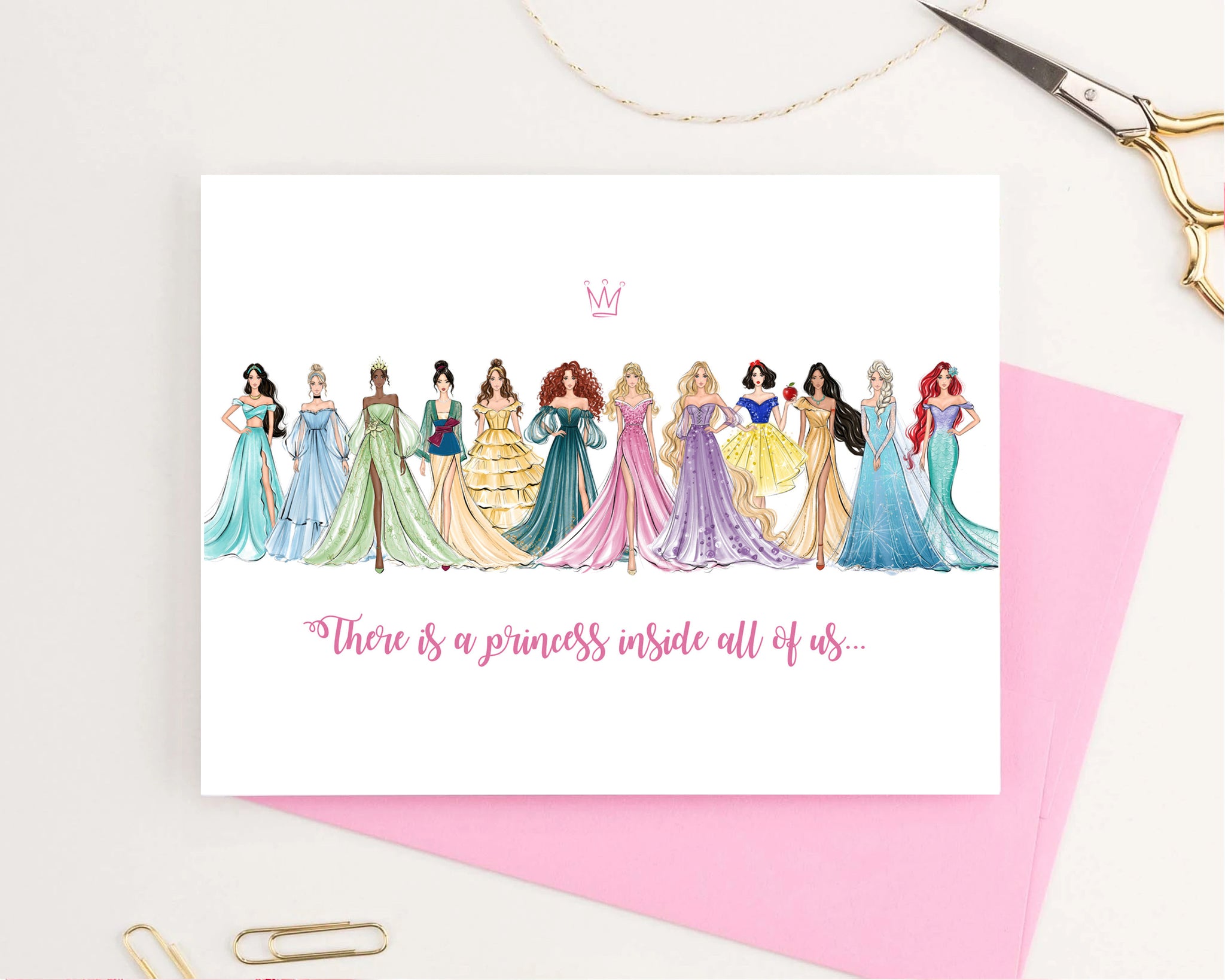 Fashion princesses Set of 5 greeting cards