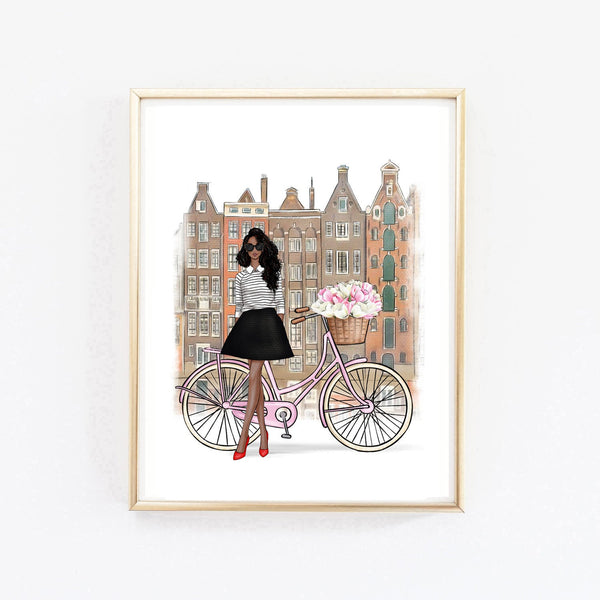 Girl in Amsterdam art print fashion illustration