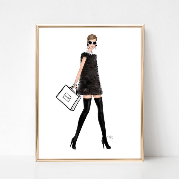 Little black dress fashionista sassy outfit fashion illustration art print