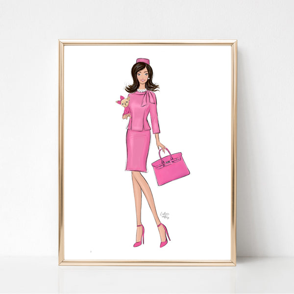 Legally blonde in pink outfit fashion illustration art print