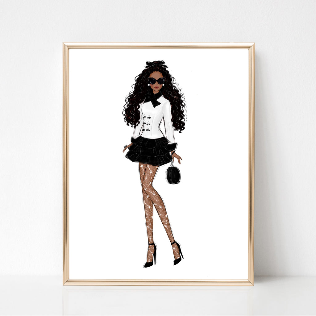 black dress fashion illustration Parisian Fashion