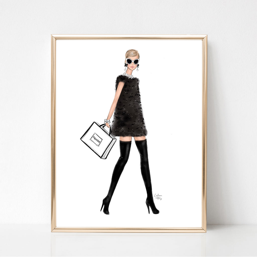 Little black dress fashionista sassy outfit fashion illustration art p –  Lalana Arts