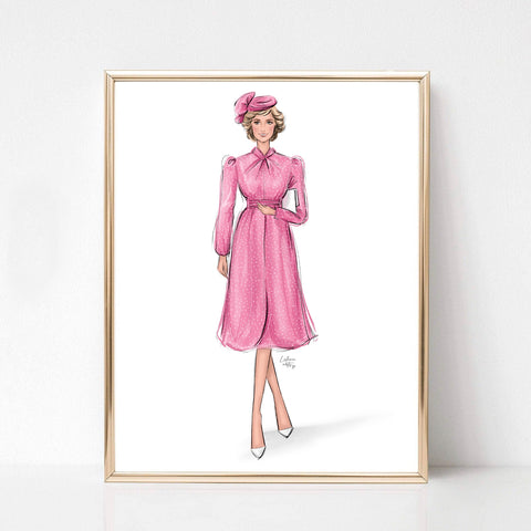 Princess Diana iconic woman art print fashion illustration